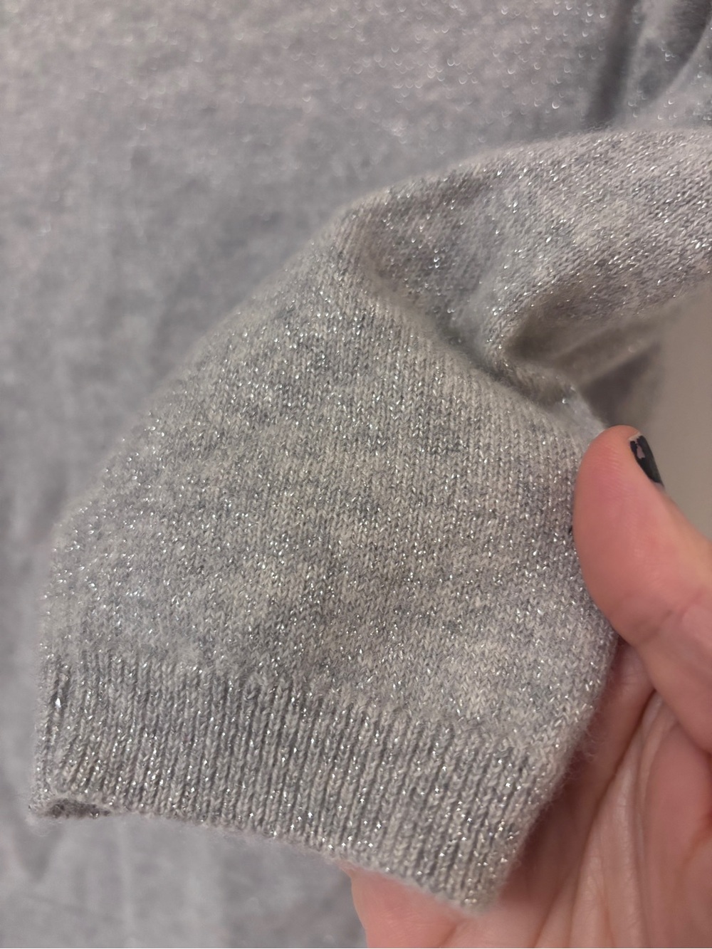 Talbots Audrey Sweater Size S Petite Cashmere Crewneck Gray Shimmer Ribbed Soft - Picture 3 of 8